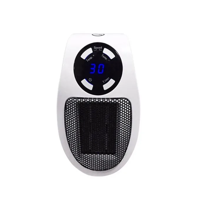 Toasty Heater plug-in wall heater in white with a digital temperature display and a ceramic heater grille